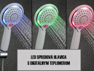 LED Sprchová hlavica s digitálnym teplomerom, 3 farby