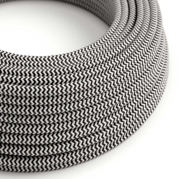 Kábel dvojžilový v podobe textilnej šnúry so vzorom Black/White, 2 x 0.75mm, 1 meter