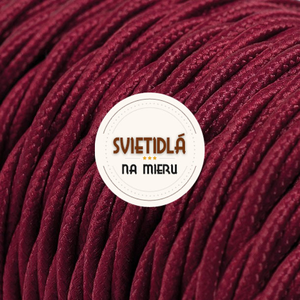 Kábel dvojžilový skrútený v podobe textilnej šnúry v bordovej farbe, umelý hodváb, 2 x 0.75mm, 1 meter – Obrázok 3