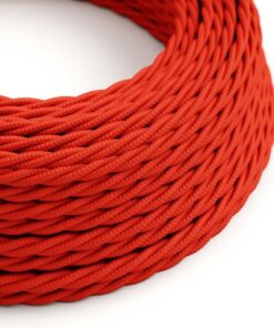 Kábel trojžilový skrútený v podobe textilnej šnúry v červenej farbe, 3 x 0.75mm, 1 meter