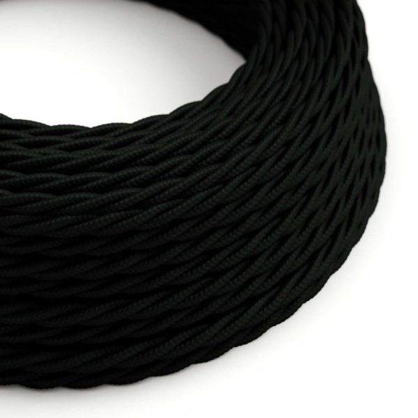 Kábel trojžilový skrútený v podobe textilnej šnúry v čiernej farbe, 3 x 0.75mm, 1 meter