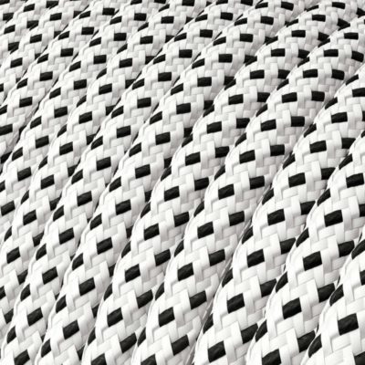 Kábel dvojžilový v podobe textilnej šnúry so vzorom, Bianco:Nero, 2 x 0.75mm, 1 meter.