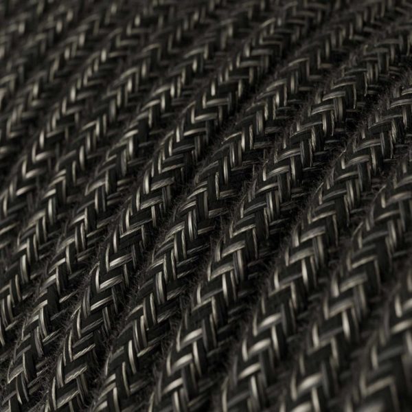Kábel dvojžilový v podobe textilnej šnúry so vzorom, Nero/Lino, ľan, 2 x 0.75mm, 1 meter - Image 2