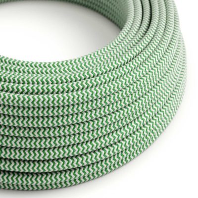 Kábel dvojžilový v podobe textilnej šnúry so vzorom White/Green, 2 x 0.75mm, 1 meter
