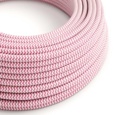 Kábel dvojžilový v podobe textilnej šnúry so vzorom White/Pink, 2 x 0.75mm, 1 meter