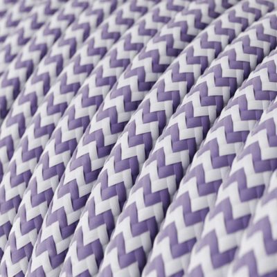 Kábel dvojžilový v podobe textilnej šnúry so vzorom White:Purple, 2 x 0.75mm, 1 meter.