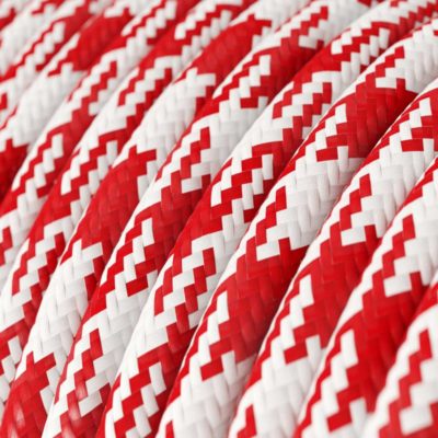 Kábel dvojžilový v podobe textilnej šnúry so vzorom White:Red, 2 x 0.75mm, 1 meter-