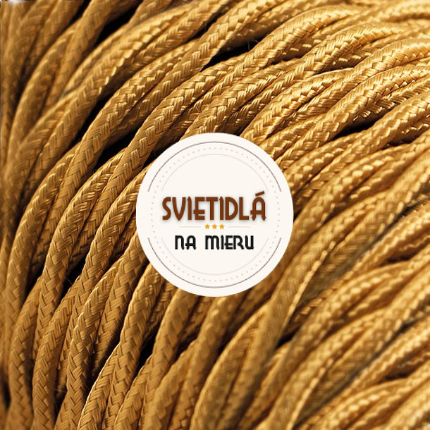 Kábel dvojžilový skrútený v podobe textilnej šnúry v zlatej farbe, umelý hodváb, 2 x 0.75mm, 1 meter – Obrázok 3