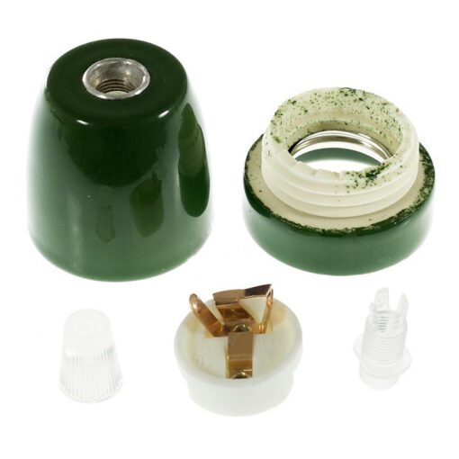 Porcelánová objímka s päticou E27 •  Italy • zelená - Image 2