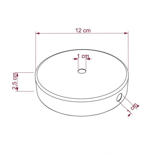 Stropný držiak pre 1 svietidlo s 2 bočnými otvormi, 12cm, kov, biela lesklá farba - Image 5