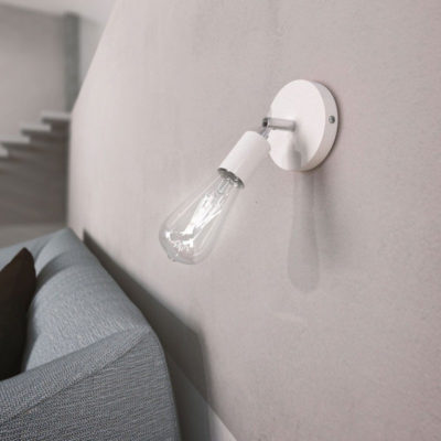 Kovová prispôsobiteľná lampa na stenu alebo strop, biela farba (3)