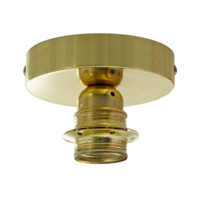 Kovové svietidlo na stenu alebo strop, možnosť pripojenia tienidla, mosádzna farba (2)
