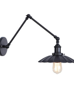 Starodávna nástenná čierna lampa Chester s čiernym tienidlom