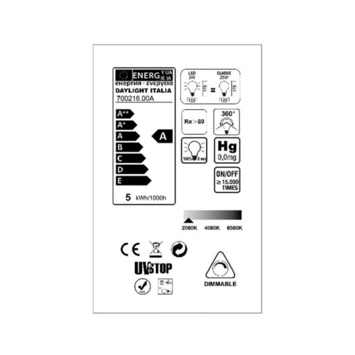 Edison Soft žiarovka pre závesné lampy, Love, E27, 250lm, 5W, Teplá biela, stmievateľná | Daylight Italia - Image 6