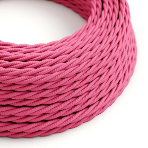 Kábel dvojžilový skrútený v podobe textilnej šnúry v tmavo ružovej farbe farbe, umelý hodváb, 2 x 0.75mm, 1 meter - Image 3