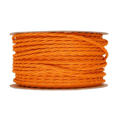 Kábel dvojžilový skrútený v podobe textilnej šnúry v pomarančovej farbe (1)