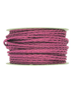 Kábel dvojžilový skrútený v podobe textilnej šnúry v tmavo ružovej farbe farbe, umelý hodváb, 2 x 0.75mm, 1 meter