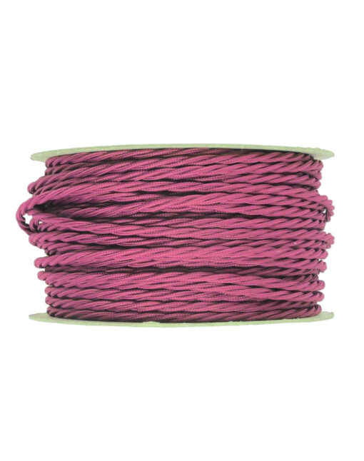 Kábel dvojžilový skrútený v podobe textilnej šnúry v tmavo ružovej farbe farbe, umelý hodváb, 2 x 0.75mm, 1 meter