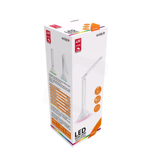 LED Stolová lampa so zabudovanou batériou, RGB podsvietenie, 4W, 250lm, biela farba | Avide - Image 2