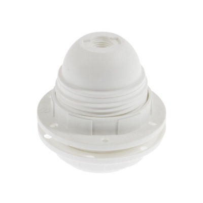 E27 objímka z termoplastu pre použitie tienidla v bielej farbe (1)
