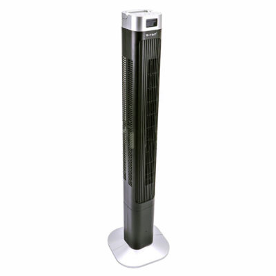 LED stĺpový ventilátor V-TAC s ukazovateľom teploty a ďialkovým ovládaním, 120cm, 55W, Čierna farba