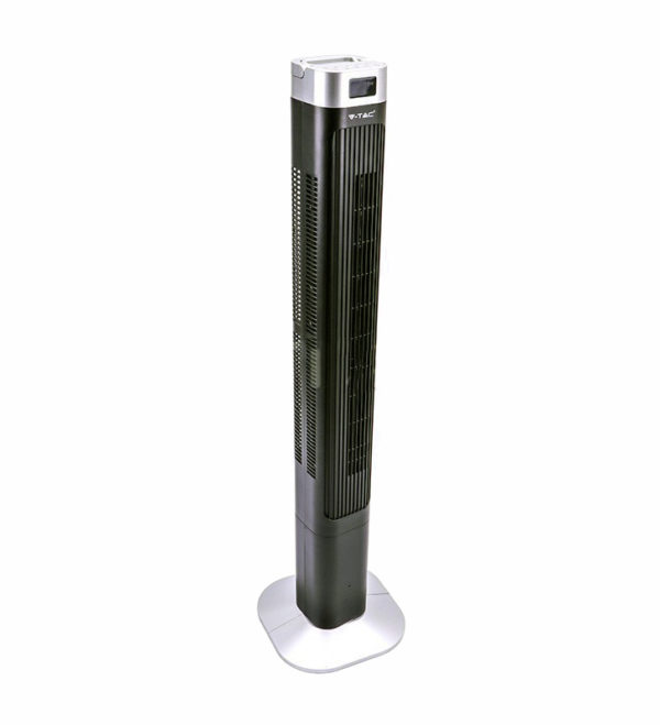 LED stĺpový ventilátor V-TAC s ukazovateľom teploty a ďialkovým ovládaním, 120cm, 55W, Čierna farba
