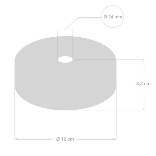Drevená stropná rozeta pre káble v tvare lana s priemerom Ø 24mm, čierna farba - Image 4