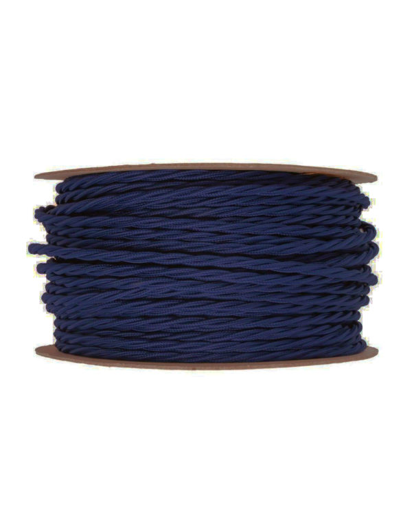 Kábel dvojžilový skrútený v podobe textilnej šnúry v tmavo modrej farbe, 2 x 0.75mm, 1 meter