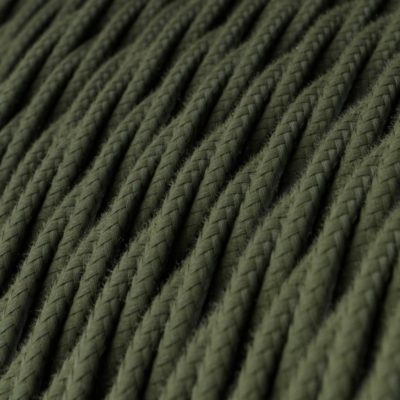 Kábel dvojžilový skrútený v podobe textilnej šnúry v zeleno šedej farbe, 2 x 0.75mm, 1 meter.