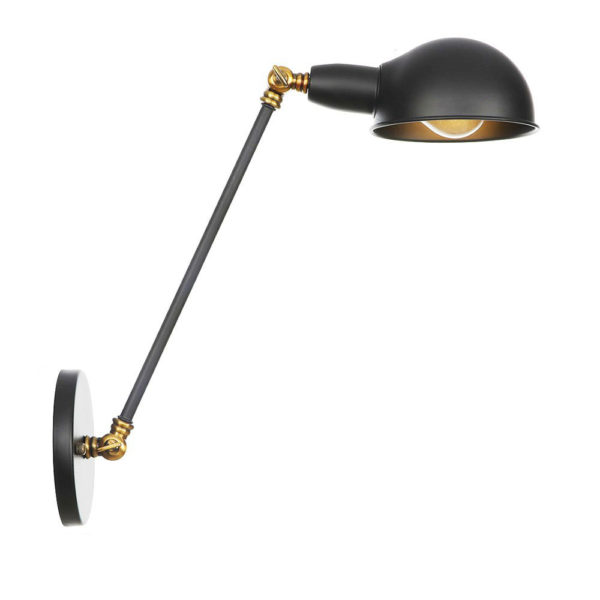 Retro nástenná lampa Side30 v čierno zlatej farbe