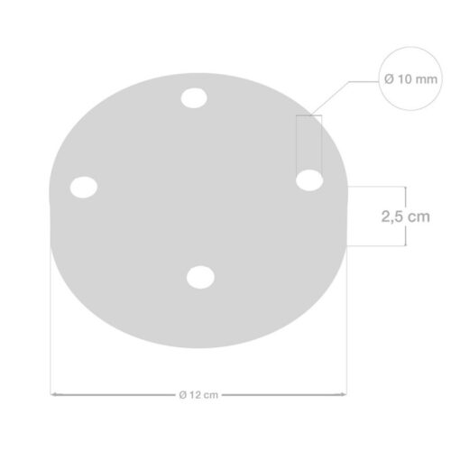 Stropný držiak pre 4 svietidlá, 12cm, kov, čierna perlová farba - Image 4