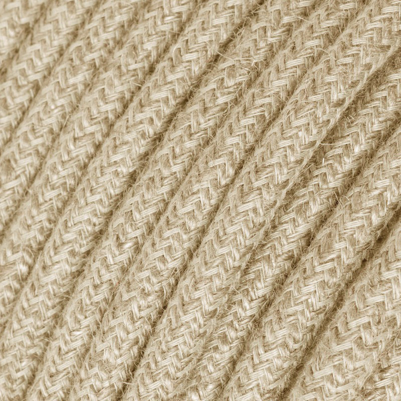 Kábel dvojžilový v podobe retro lana, juta, 2 x 0.75mm, 1 meter.