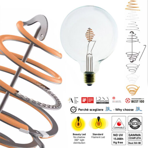 Beauty Eddy Led – patentovaná žiarovka – GLOBO 4.5W, E27, 430lm, Stmievateľná | Daylight Italia copy