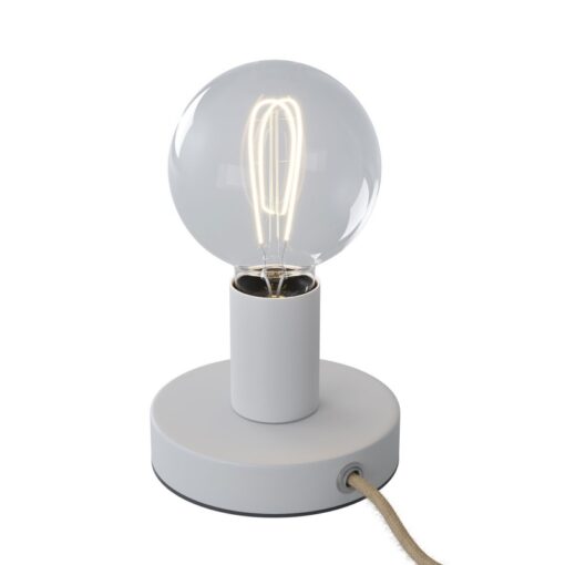 Biela kovová stolná lampa s textilným káblom, vypínačom a dvojpólovou zástrčkou | Daylight Italia - Image 2