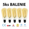 LED žiarovka FILAMENT ST64 - 4W, E27, 400lm, 2000K – BALENIE 5 KUSOV