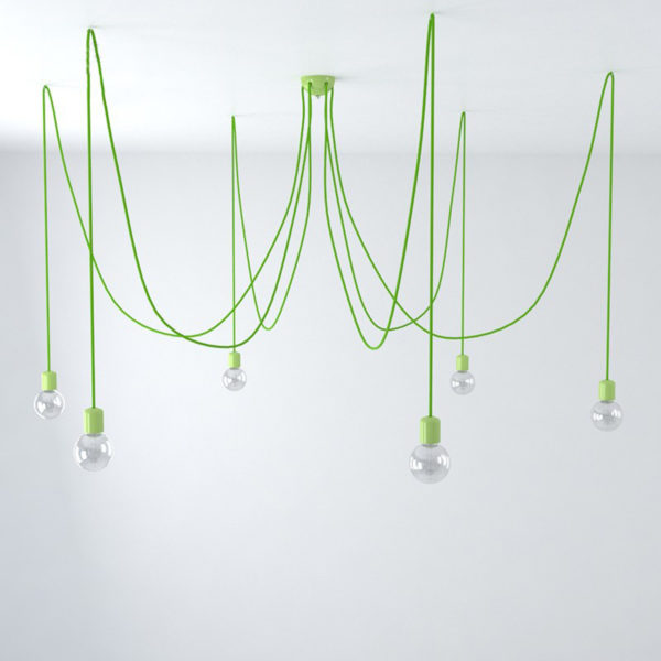 Závesné keramické svietidlo pavúk so 6 päticami v zelenej farbe