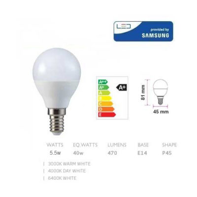 Žiarovka LED SAMSUNG čip - E14, 5.5W