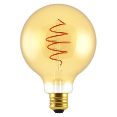Zlatá LED žiarovka - CROISSANT SPHERE - 5W, E27, Stmievateľná, 2000K, 250lm