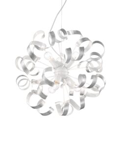 Kreatívny luster VORTEX SP6 s ozdobnými kovovými prvkami v striebornej farbe | Ideal Lux