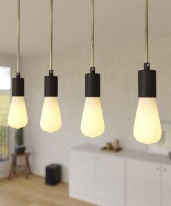 4-svetelné závesné svietidlo so 675 mm obdĺžnikovou rozetou SATIN BRASS / BLACK – Obrázok 3