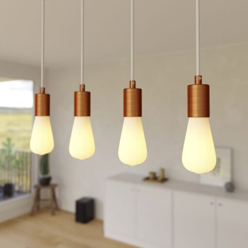 4-svetelné závesné svietidlo so 675 mm obdĺžnikovou rozetou WHITE / SATIN COPPER - Image 5