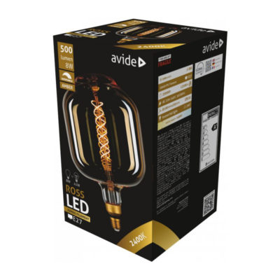 Filament LED žiarovka Ross, E27, 8W, 500lm, Stmievateľná, Teplá biela | Avide