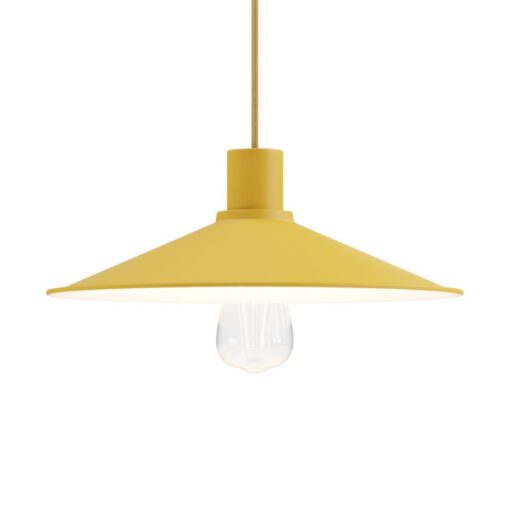 Pastelové kovové tienidlo v horčicovo žltej farbe, priemer 30cm,