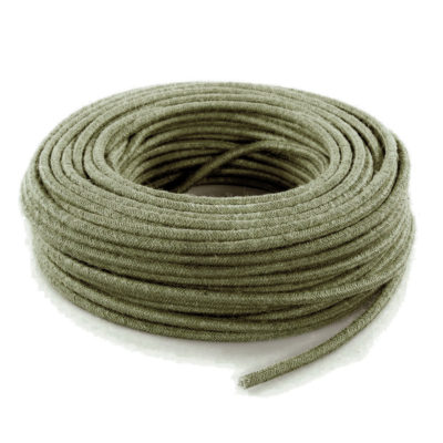 Kábel dvojžilový v podobe retro lana, kôrová zelená juta, 2 x 0.75mm, 1 meter