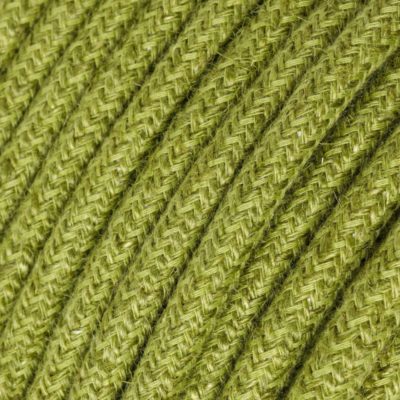Kábel dvojžilový v podobe retro lana, zelená juta, 2 x 0.75mm, 1 meter.