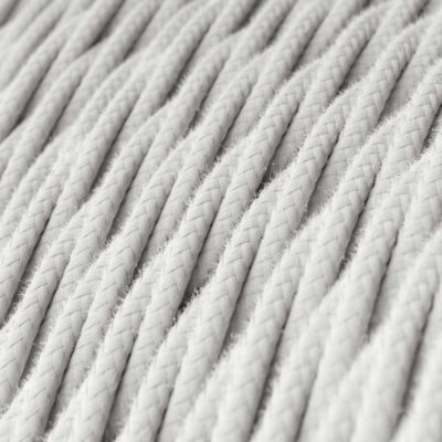 Elektrický kábel dvojžilový potiahnutý bavlnou v bielej farbe, 2 x 0.75mm, 1 meter.