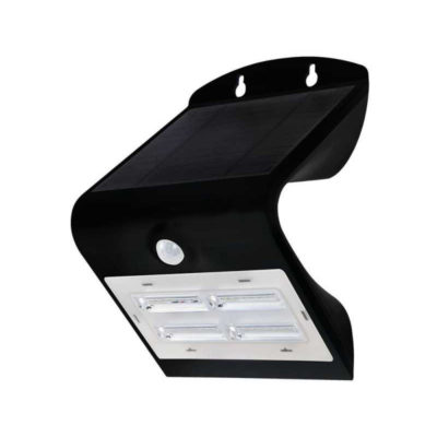 LED solárne nástenné svietidlo v čiernej farbe, Teplá - Denná biela, 3W, IP65, 400lm