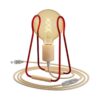 Taché stolná drevená lampa s textilným káblom, vypínačom a zástrčkou, Red/jute