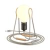 Taché stolná kovová lampa s textilným káblom, vypínačom a zástrčkou, Black/dustyPink