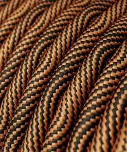 Taché stolná kovová lampa s textilným káblom, vypínačom a zástrčkou, Copper/black – Obrázok 3